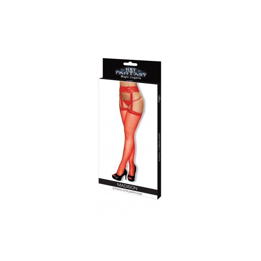 HOT FANTASY Stockings Madison Straps-Strumpfhose rot - 3