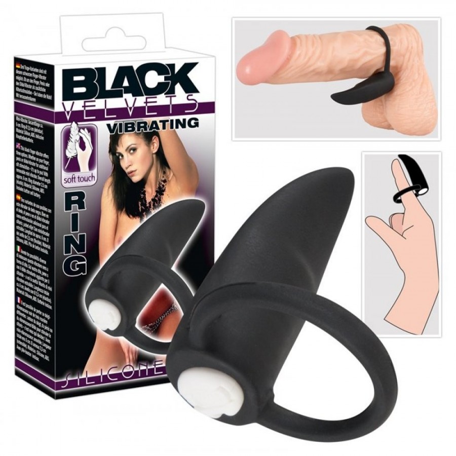 Finger Vibrator Black Velvets Vibrating Ring - 1
