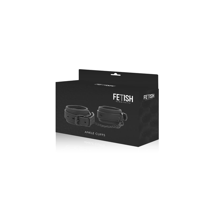 FETISH SUBMISSIVE ANKLE CUFFS VEGAN LEATHER - 1