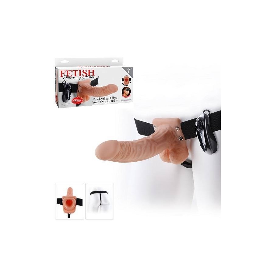 7' Vibrating Hollow Strap-on - 1