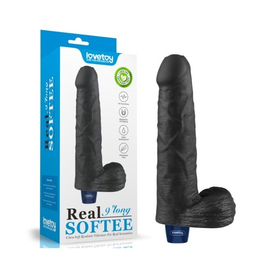 Επαναφορτιζόμενο δονητικό ομοίωμα 9" REAL SOFTEE (μαύρο)