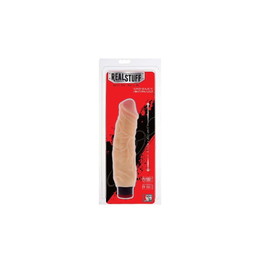 REAL STUFF 8 INCH VIBRATOR - FLESH - 2
