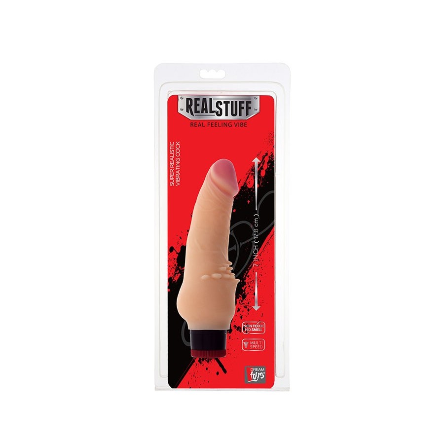 REAL STUFF 7 INCH VIBRATOR - FLESH - 2
