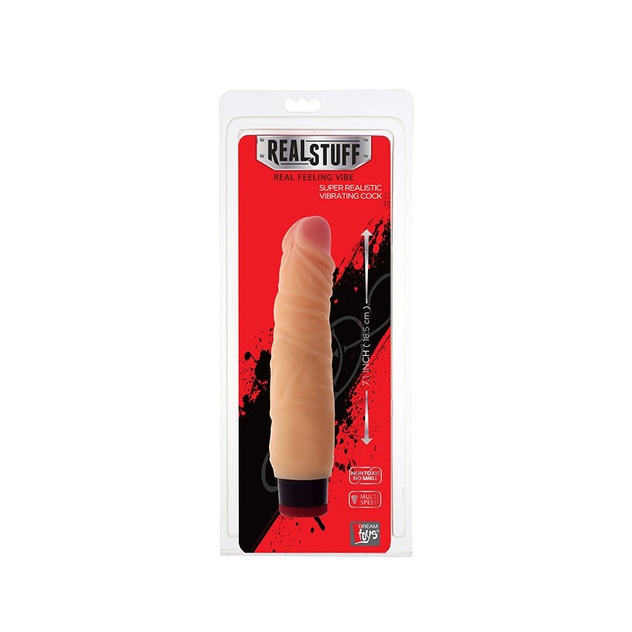 REAL STUFF 7 INCH VIBRATOR - FLESH - 2